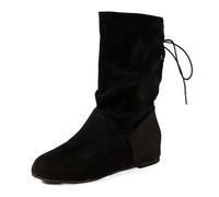 Bottines Chelsea plissées à bout rond pour adolescentes et femmes, couleur unie, faciles à nettoyer, jours de pluie, hiver, neige, doublure en polaire isolée, antidérapante, Noir , 38 EU