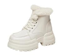 Bottines Chelsea pour femme - Avec talon - Élégantes - En cuir synthétique - Doublure chaude - Bottes pointues - En cuir synthétique - Bottes élégantes - Bottes courtes, Blanc., 38 EU