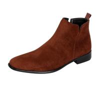Bottines Chelsea pour homme en daim vintage à talon bas confortables | Chaussures bateau pour homme - Pointe ronde - Talon bloc - Antidérapantes - Semelle souple - Chaussures d'extérieur - Bottes
