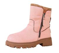 Bottines compensées pour femme avec doublure en fausse fourrure, rose, 39