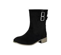 Bottines courtes pour femme - Bottes de cowboy - Bottes basses - Bottes d'automne et d'hiver - Avec talon bloc - En daim - Imperméables - Bottes de western - Bottes de transition élégantes, Z1 noir