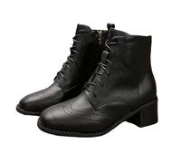 Bottines courtes pour femme - Doublées élégantes - Talon fin - Bottines vintage à bout rond - Bottes Chelsea confortables - Bottes d'équitation tendance en daim - Bottes western noires, Noir , 43 EU