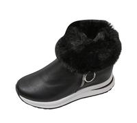 Bottines courtes tendance pour femmes, commerce extérieur, grande taille, semelle à crampons, en daim, jours de pluie, hiver, genou haut, talon bloc, mollet large, 2026, Noir , 37 EU