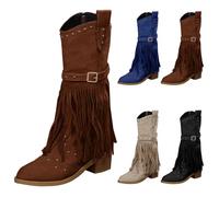 Bottines Cowboy pour femme avec fermeture éclair style western jean vintage médiéval carnaval, marron, 43 EU