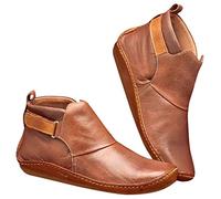 Bottines Cuir Confortables Femme, Imperméable Casual Bottes Femmes Chaussure Femme Bottines en Cuir Automne Vintage À Lacets Femmes Chaussures Bottes À Talon Plat Confortable Botte Courte