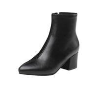 Bottines de carnaval avec fermeture éclair latérale, talon bloc chaud, pantoufles confortables, chaussures d'hiver décontractées pour tout le monde, Noir , 41 EU