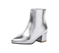 Bottines de carnaval avec fermeture éclair latérale, talon bloc chaud, pantoufles confortables, chaussures d'hiver décontractées pour tout le monde, argenté, 39 EU