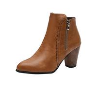 Bottines de cowboy confortables et élégantes pour femme - Style vintage - Talon épais - Fermeture éclair latérale - Élégantes - Coupe large - Bottes occidentales pour la marche