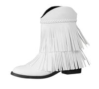 Bottines de cowboy élégantes pour femme - En daim - Élégantes - Pour l'automne et l'hiver - Bottines Chelsea - Bottines d'hiver en cuir marron, Blanc., 35 EU