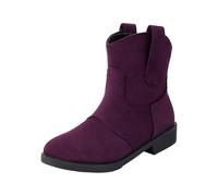 Bottines de cowboy extra larges pour femme, bottines à talon bas en daim, résistantes à l'usure, anti-rayures, chaussures à coutures occidentales pour soirées cocktails, violet, 39.5 EU