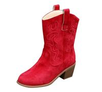 Bottines de cowboy pour femme - Avec talon bloc - Bottes mi-hautes - Bottes d'équitation - Bottes d'équitation - Confortables - Respirantes - Chaussures de marche - Bottes d'hiver - Chaussures
