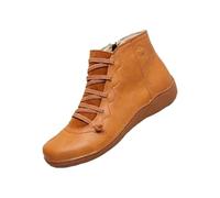 Bottines de cowboy pour femme - Bottes mi-hautes - Noir - Avec talon - Chaussures d'hiver en cuir - Bottes de cowboy marron - Bottines Chelsea larges en cuir, marron, 35 EU