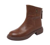 Bottines de cowboy pour femme - En cuir marron - Avec talon - Pour l'extérieur - Automne - Larges - Courtes - Bottines de festival élégantes, marron, 38 EU