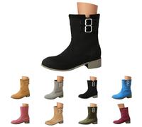 Bottines de cowboy pour femme - En daim - Classiques - Style western - Élégantes - À enfiler - Style médiéval - Imperméables - Courtes, Z2 noir., 43 EU