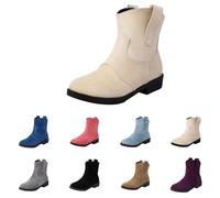 Bottines de cowboy pour femme - En daim - Classiques - Style western - Élégantes - À enfiler - Style médiéval - Imperméables - Courtes, Z3 beige, 35 EU