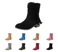 Bottines de cowboy pour femme - En daim - Classiques - Style western - Élégantes - À enfiler - Style médiéval - Imperméables - Courtes, Z1 noir., 41 EU