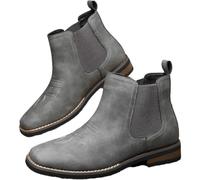 Bottines de cowboy western à bout carré pour homme - Brodées - Style décontracté - Pour fête, mariage, gris, 42 1/3 EU