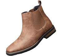 Bottines de cowboy western à bout carré pour homme - Brodées - Style décontracté - Pour fête, mariage, marron, 39 1/3 EU