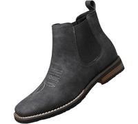 Bottines de cowboy western à bout carré pour homme - Brodées - Style décontracté - Pour fête, mariage, Noir , 39 1/3 EU