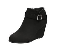 Bottines de Danse à Talon Femme Fourrure Doublé Talon épais Bottines Mi-Mollet avec Fermeture Eclair Tendance Décontracté Bottes avec Talon Large Bas Bout Rond Classique,Femme Chaussures