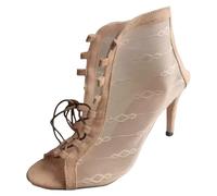 Bottines de Danse Latine Femme Talon Haut Lacets Bottes de Salon pour Salsa Bachata Tango Samba Pratique et Performance Heels Dance Class Bootie Sandales à Talons Hauts Escarpins Sexy Cadeau Femme