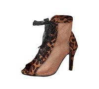 Bottines de Danse Latine Femme Talon Haut Lacets Bottes de Salon pour Salsa Bachata Tango Samba Pratique et Performance Heels Dance Class Bootie Sandales à Talons Hauts Escarpins Sexy Cadeau Femme