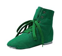 Bottines de danse plates en toile avec lacets pour femme | Chaussures de danse légères et respirantes - Élégantes bottines courtes confortables pour débutants - Convient pour les