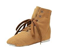 Bottines de danse plates en toile avec lacets pour femme | Chaussures de danse légères et respirantes - Élégantes bottines courtes confortables pour débutants - Convient pour les