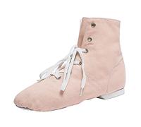 Bottines de danse plates en toile avec lacets pour femme | Chaussures de danse légères et respirantes - Élégantes bottines courtes confortables pour débutants - Convient pour les
