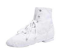 Bottines de danse plates en toile avec lacets pour femme | Chaussures de danse légères et respirantes - Élégantes bottines courtes confortables pour débutants - Convient pour les