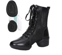 Bottines de Danse pour Femme à Empeigne Mesh, Style Marin, Semelle Souple, Montant Haut, Quatre Saisons, Nouvelles, idéales pour Spectacles de Jazz en Groupe ou Pratique individuelle BK1#2, 40