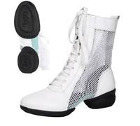 Bottines de danse pour femme à empeigne mesh, style marin, semelle souple, montant haut, quatre saisons, nouvelles, idéales pour spectacles de jazz en groupe ou pratique individuelle WH1 #2 , 38