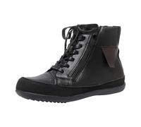 Bottines de marche pour femme en cuir imperméable à enfiler - Noir - Chaussures de travail à lacets avec fermeture éclair latérale - Semelle antidérapante - Plateforme noire - Coupe large - Vintage