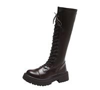Bottines de motard pour femme, bottines à plateforme, bottes d'hiver, bottines à lacets tendance, bottines pour femme avec talon sexy, chaussures de fête intelligentes décontractées pour la chaleur et
