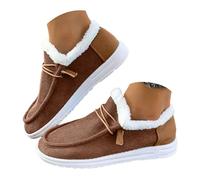 Bottines de Neige Femme France Hiver, Style Casual Chaud Fourré Isolante Antidérapante, Chaussures Hiver pour Tenue Quotidienne & Activités Outdoor, Tissu Velours Côtelé, Semelle Confortable Bottines