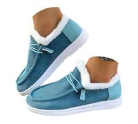 Bottines de Neige Femme France Hiver, Style Casual Chaud Fourré Isolante Antidérapante, Chaussures Hiver pour Tenue Quotidienne & Activités Outdoor, Tissu Velours Côtelé, Semelle Confortable Bottines