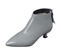 Bottines de neige imperméables noires pour femme 2024 Chaussures thermiques courtes à bout pointu Talon fin Fermeture éclair Bottes courtes tendance pour femme Cadeaux pour elle anniversaire, bleu, 38