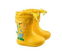 Bottines de Pluie Enfant Garçon Fille Gummistiefel Botte de Pluie Bottes avec Semelle Antidérapante Bottes mi-hautes Respirantes Légères Chaussures pour Tous Les Jours (05 Yellow, 27 Little Child)