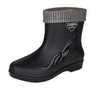 Bottines De Pluie Pour Femmes Pas Cher Courtes Chaussures De Jardin Legers Antidérapant Bottes De Pluie Imperméable Aoutchouc Couleur Unie Confortable Botte De Jardin Grande Taille Bottes