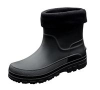 Bottines de pluie pour homme - Imperméables - Doublées - En caoutchouc - Semelle profilée - Antidérapantes - Bottes de neige thermiques - Bottes de travail légères et respirantes, Noir , 39 EU