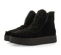 Bottines de type australiennes en cuir suédé noir avec pierreries pour femme cupar