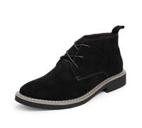 Bottines décontractées en cuir à lacets pour homme et homme - En daim - Durable - Pour entrepôt par temps froid - Cowboy occidental - À enfiler - Talon bloc, Noir , 42 2/3 EU