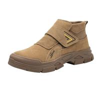 Bottines décontractées en daim avec fermeture à lanière, chaussures de marche avec semelle épaisse, baskets de travail à enfiler pour homme, chaussures d'extérieur légères et antidérapantes, bottes