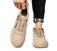 Bottines décontractées pour homme en daim avec lacets et fermeture éclair | Bout en forme de vague, détails latéraux ronds vintage, semelle plateforme robuste, finition rétro, tenue de voyage