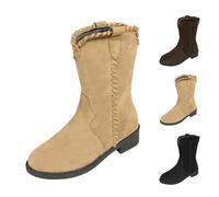 Bottines d'équitation courtes extra larges pour femme | Bottes d'hiver en daim, bout pointu, bottes d'hiver, bottes plates à tige large, bottes d'hiver antidérapantes