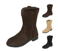 Bottines d'équitation courtes extra larges pour femme | Bottes d'hiver en daim, bout pointu, bottes d'hiver, bottes plates à tige large, bottes d'hiver antidérapantes