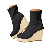 Bottines d'équitation pour femme, élégantes et décontractées, unies, tige élastique, chaussettes, bottines (43)