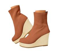 Bottines d'équitation pour femme, élégantes et décontractées, unies, tige élastique, chaussettes, bottines, marron, 36 EU