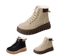 Bottines d'hiver à lacets doublées chaudes pour femme | Bottes de combat en cuir synthétique, antidérapantes, imperméables, confortables, thermiques pour l'hiver