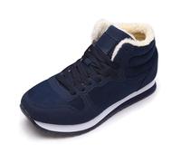 Bottines d'hiver à lacets pour femme et homme, grande taille, faciles à enfiler, talon bloc, temps froid, jours de pluie, isolation de neige, doublure en polaire antidérapante, bleu, 38 EU